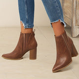 Anya | Women's Pointed-Toe Block Heel Ankle Boots