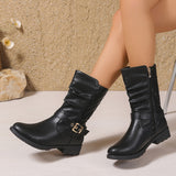 Elara | Women's Gathered Shaft Buckle Ankle Boots
