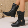 Elara | Women's Gathered Shaft Buckle Ankle Boots