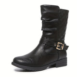 Elara | Women's Gathered Shaft Buckle Ankle Boots