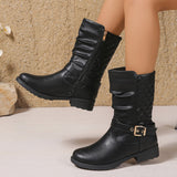 Giselle | Women's Ankle Boots with Buckle and Side Zipper