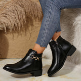 Sigrid | Women's Flat Ankle Boots with Gold Chain Detail