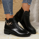Sigrid | Women's Flat Ankle Boots with Gold Chain Detail
