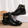 Sigrid | Women's Flat Ankle Boots with Gold Chain Detail