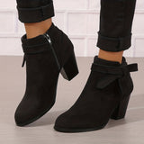 Winona | Women's Bow Detail Block Heel Ankle Boots