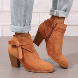 Winona | Women's Bow Detail Block Heel Ankle Boots