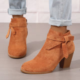 Winona | Women's Bow Detail Block Heel Ankle Boots