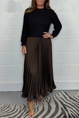 Elara | Women's Knit Midi Dress with Pleated Skirt