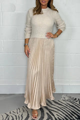 Elara | Women's Knit Midi Dress with Pleated Skirt