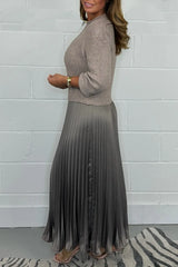 Elara | Women's Knit Midi Dress with Pleated Skirt