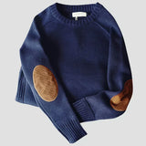 Caleb | Men's Crew Neck Knit Sweater with Elbow Patches