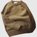 Caleb | Men's Crew Neck Knit Sweater with Elbow Patches