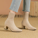 Ember | Women's Knitted Ankle Boots with Block Heel