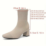 Ember | Women's Knitted Ankle Boots with Block Heel