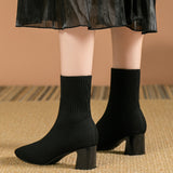 Ember | Women's Knitted Ankle Boots with Block Heel