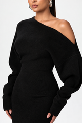Rowan | Elegant Off-Shoulder Knit Maxi Dress