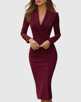 Camille | Women's Double-Breasted Blazer Midi Dress