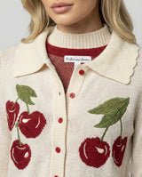 Yvette | Cropped Cherry Blossom Knit Cardigan