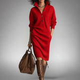 Danielle | Soft Knit Midi Dress with Button Placket