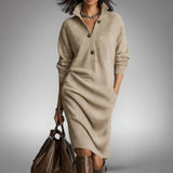 Danielle | Soft Knit Midi Dress with Button Placket