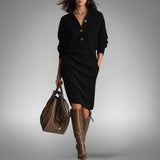Danielle | Soft Knit Midi Dress with Button Placket