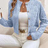 Serena | Women's Textured Diamond-Knit Button Cardigan