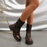 Olivia | Brown Ankle Boots with Wrap Straps and Block Heel