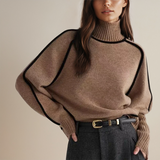 Diana | Striped Patchwork Sweater with Half-Rise Collar