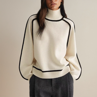 Diana | Striped Patchwork Sweater with Half-Rise Collar