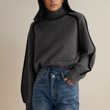 Diana | Striped Patchwork Sweater with Half-Rise Collar