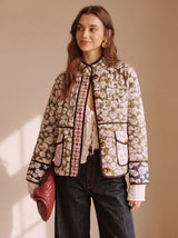 Amelia | Floral Quilted Jacket with Round Neck and Pockets