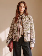 Amelia | Floral Quilted Jacket with Round Neck and Pockets