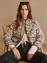 Amelia | Floral Quilted Jacket with Round Neck and Pockets