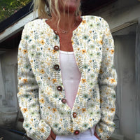 Flora | Floral Knit Cardigan with Button-Front Closure