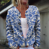 Flora | Floral Knit Cardigan with Button-Front Closure