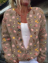 Flora | Floral Knit Cardigan with Button-Front Closure