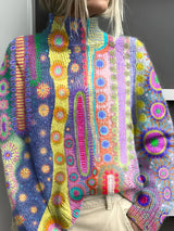 Charlotte | Multicolor Turtleneck Sweater with Bold Patterns