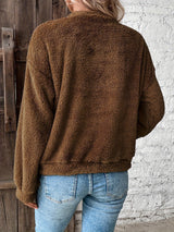 Willow | Fuzzy Knit Sweater with Button-Front Detail