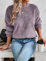 Willow | Fuzzy Knit Sweater with Button-Front Detail