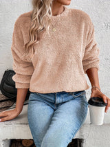 Willow | Fuzzy Knit Sweater with Button-Front Detail