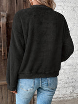 Willow | Fuzzy Knit Sweater with Button-Front Detail