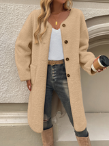 Luna | Fuzzy Plush Coat with Button Closure
