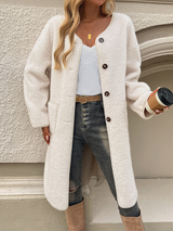 Luna | Fuzzy Plush Coat with Button Closure