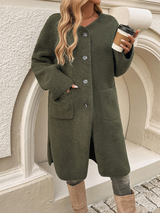 Luna | Fuzzy Plush Coat with Button Closure