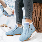 Leona | Lace-Up Faux Leather Winter Boots with Side Zipper