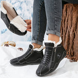 Leona | Lace-Up Faux Leather Winter Boots with Side Zipper