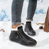 Leona | Lace-Up Faux Leather Winter Boots with Side Zipper