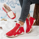 Leona | Lace-Up Faux Leather Winter Boots with Side Zipper
