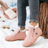 Leona | Lace-Up Faux Leather Winter Boots with Side Zipper