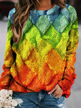 Poppy | Multicolor Diamond-Pattern Chunky-Knit Sweater